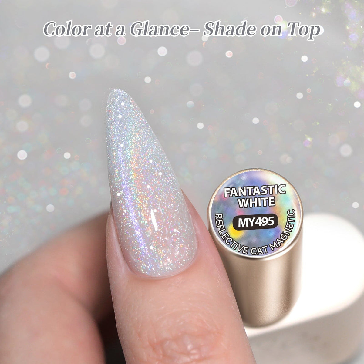 Reflective Cat Magnetic Gel MY495 Fantastic White 15ml Gel Nail Polish BORN PRETTY 