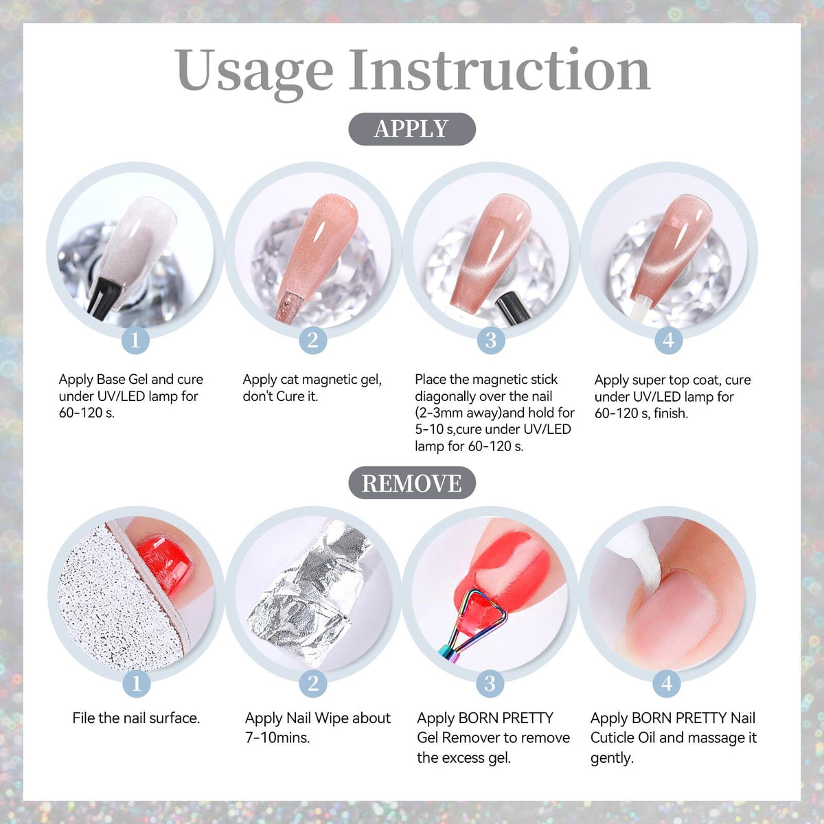 Reflective Cat Magnetic Gel MY495 Fantastic White 15ml Gel Nail Polish BORN PRETTY 