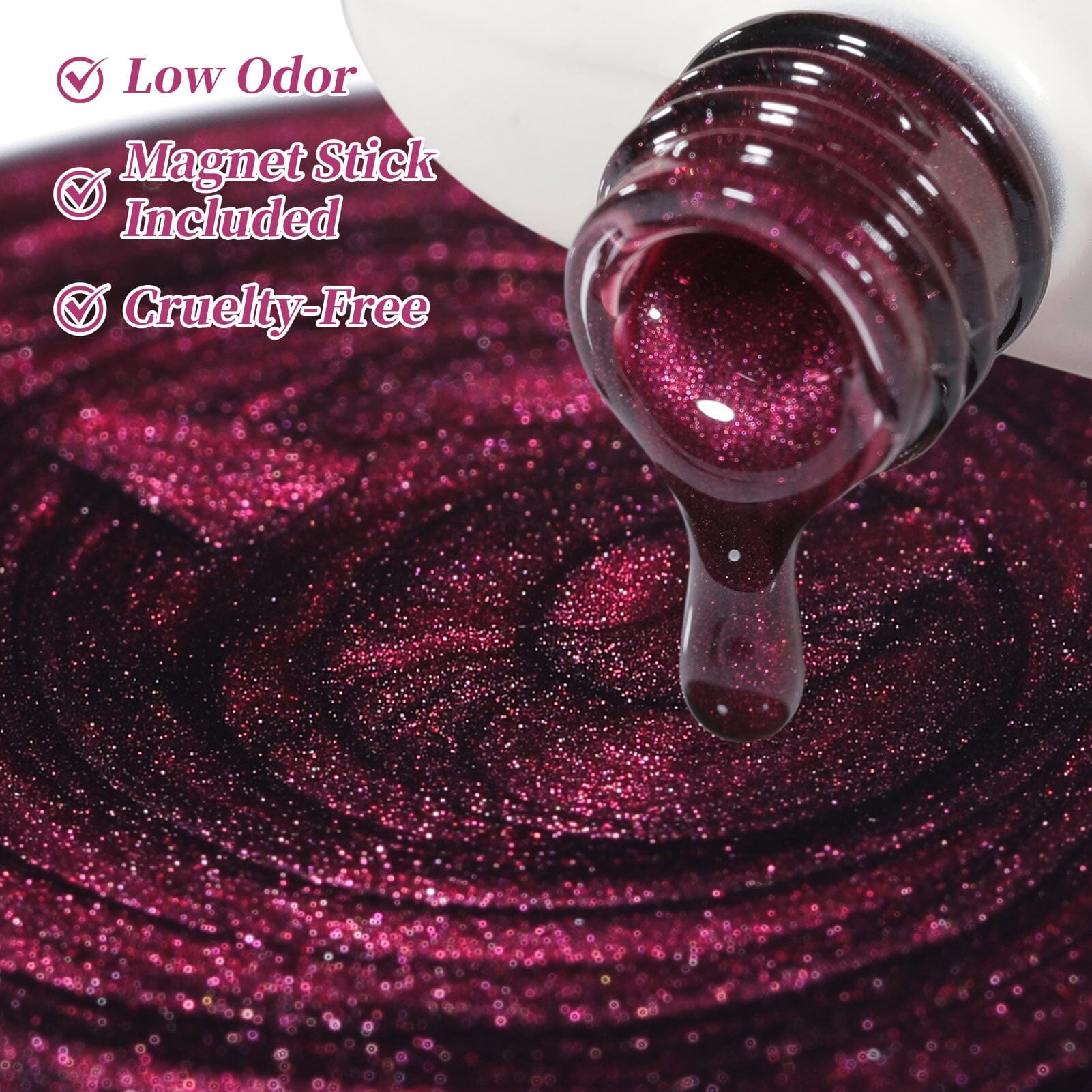 Glass Cat Magnetic Gel MY498 Raspberry 15ml Gel Nail Polish BORN PRETTY 