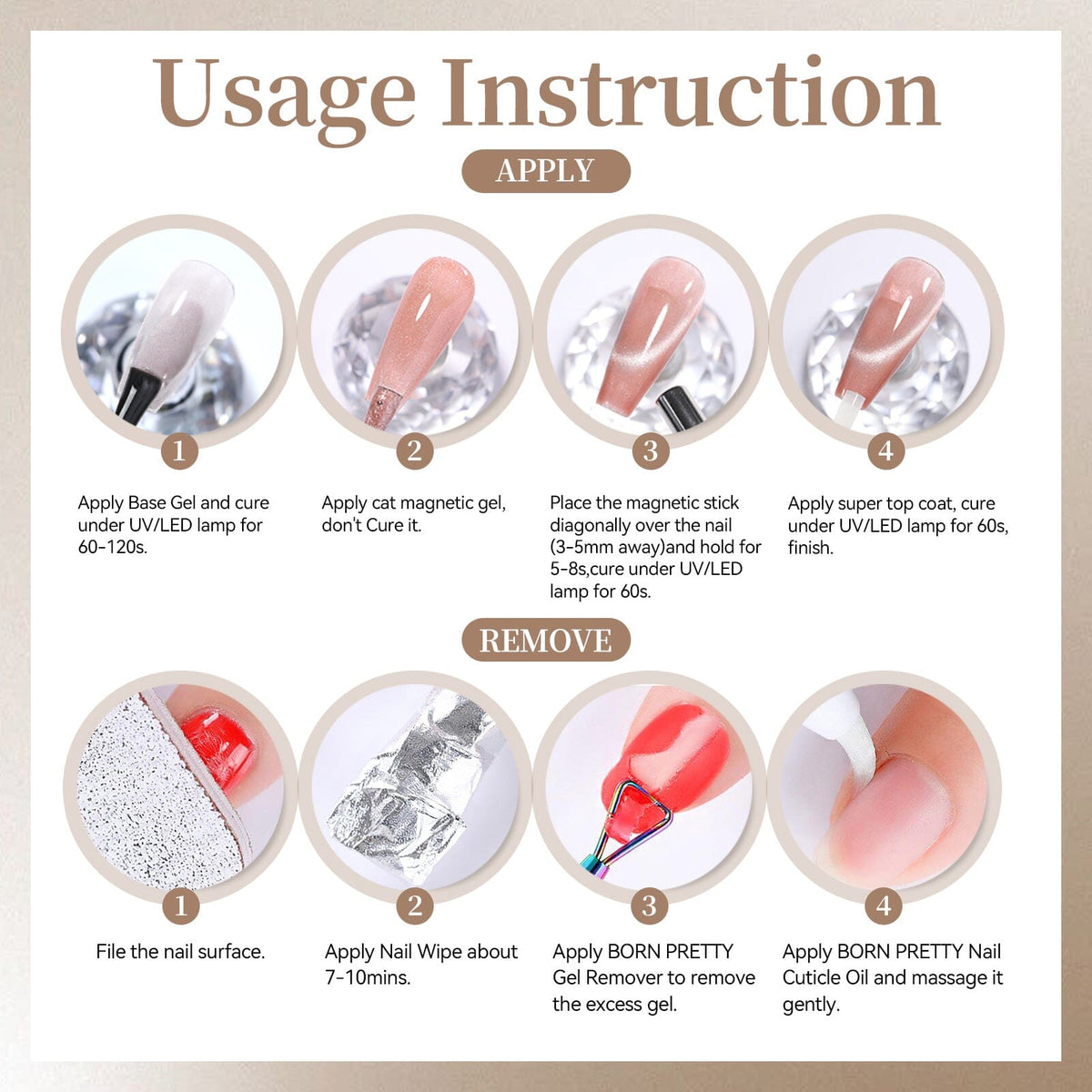 Glass Cat Magnetic Gel MY499 Dream Nude 15ml Gel Nail Polish BORN PRETTY 