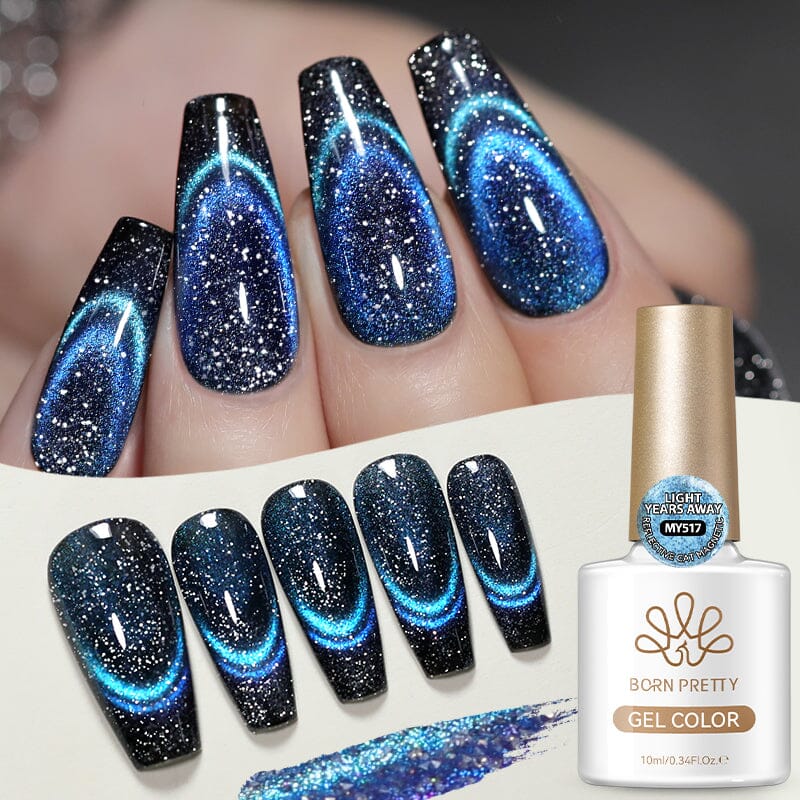 Reflective Cat Magnetic Gel MY517 Light Years Away 10ml Gel Nail Polish BORN PRETTY 