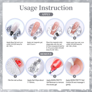 6 Colors Crystal Cat Magnetic Gel M65 Bubbly 7ml Gel Nail Polish BORN PRETTY 