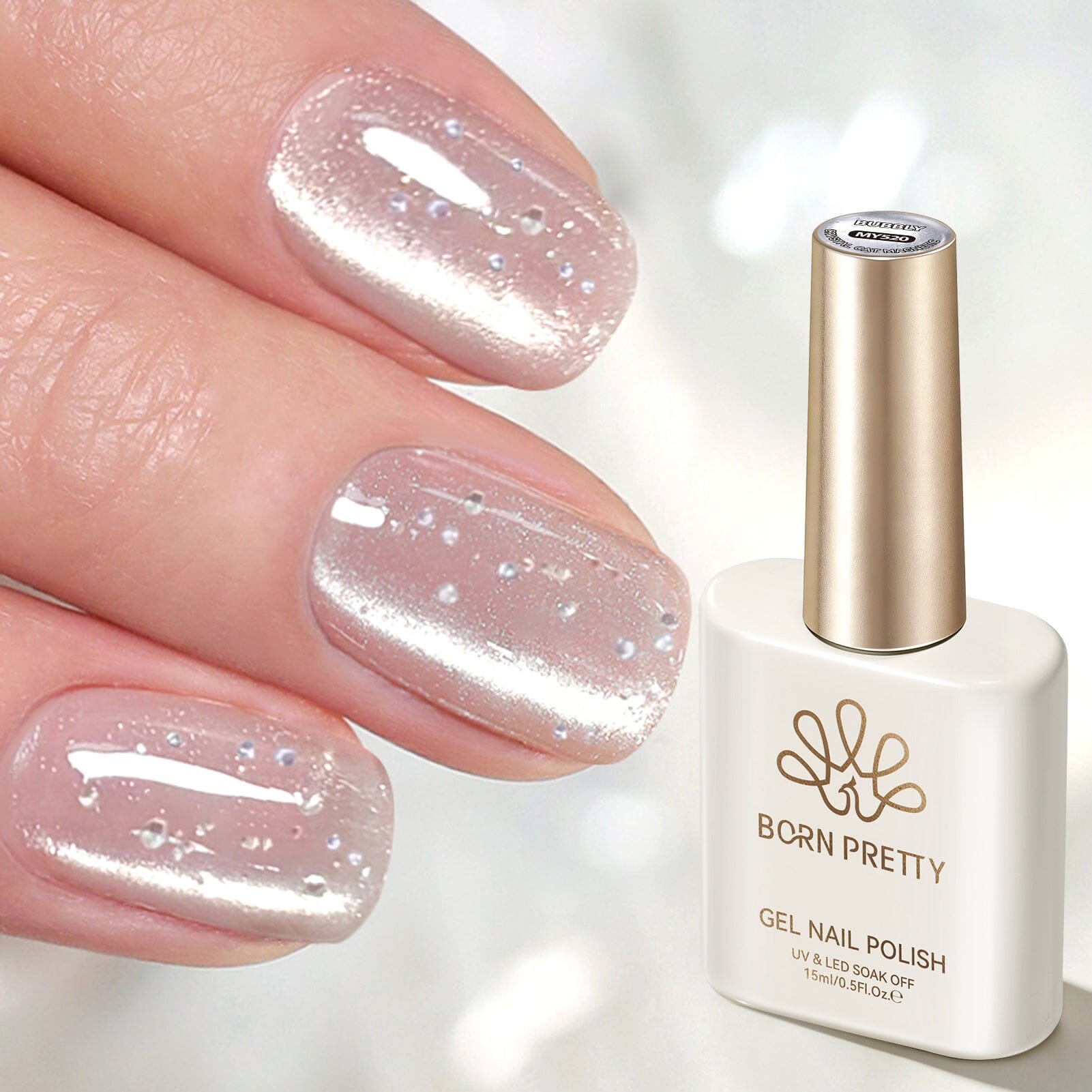 Crystal Cat Magnetic Gel MY520 Bubbly 15ml Gel Nail Polish BORN PRETTY 