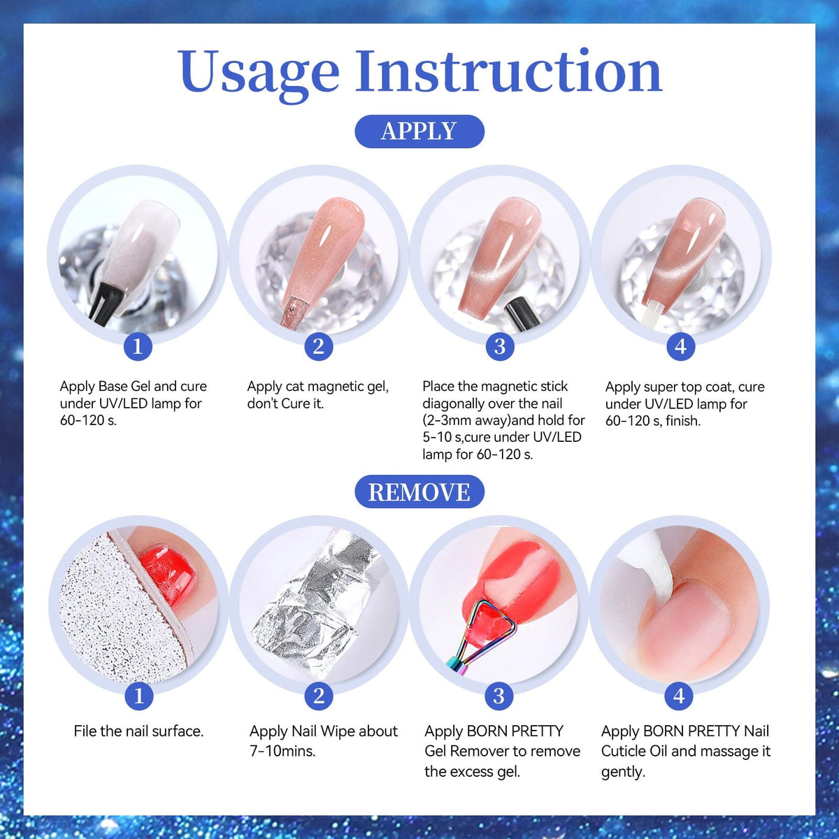 Crystal Cat Magnetic Gel MY526 Bubbly 15ml Gel Nail Polish BORN PRETTY 