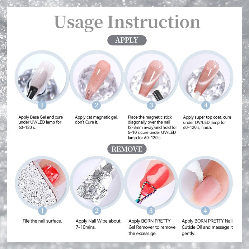 Crystal Cat Magnetic Gel MY520 Bubbly 10ml Gel Nail Polish BORN PRETTY 