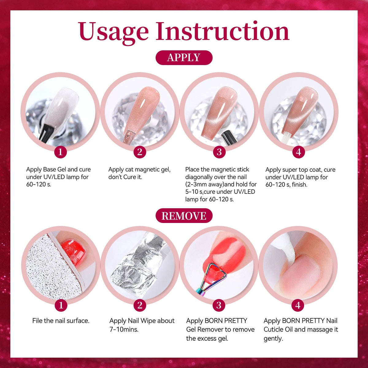 Glass Cat Magnetic Gel MY528 Marina 15ml Gel Nail Polish BORN PRETTY 