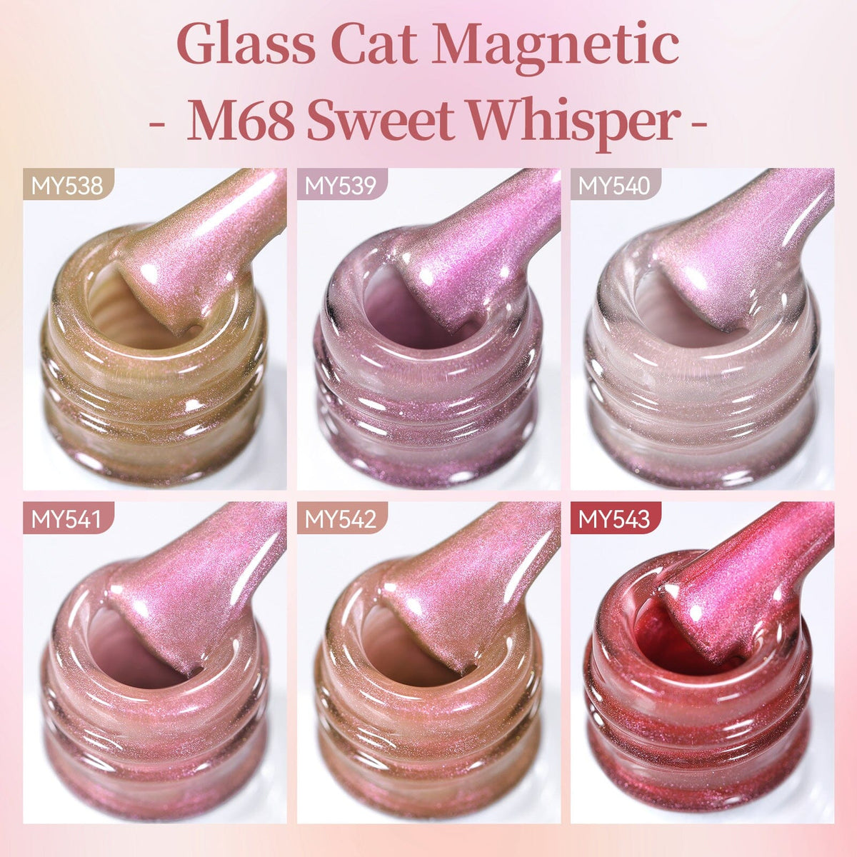 6 Colors Glass Cat Magnetic Gel M68 Sweet Whisper 7ml Gel Nail Polish BORN PRETTY 