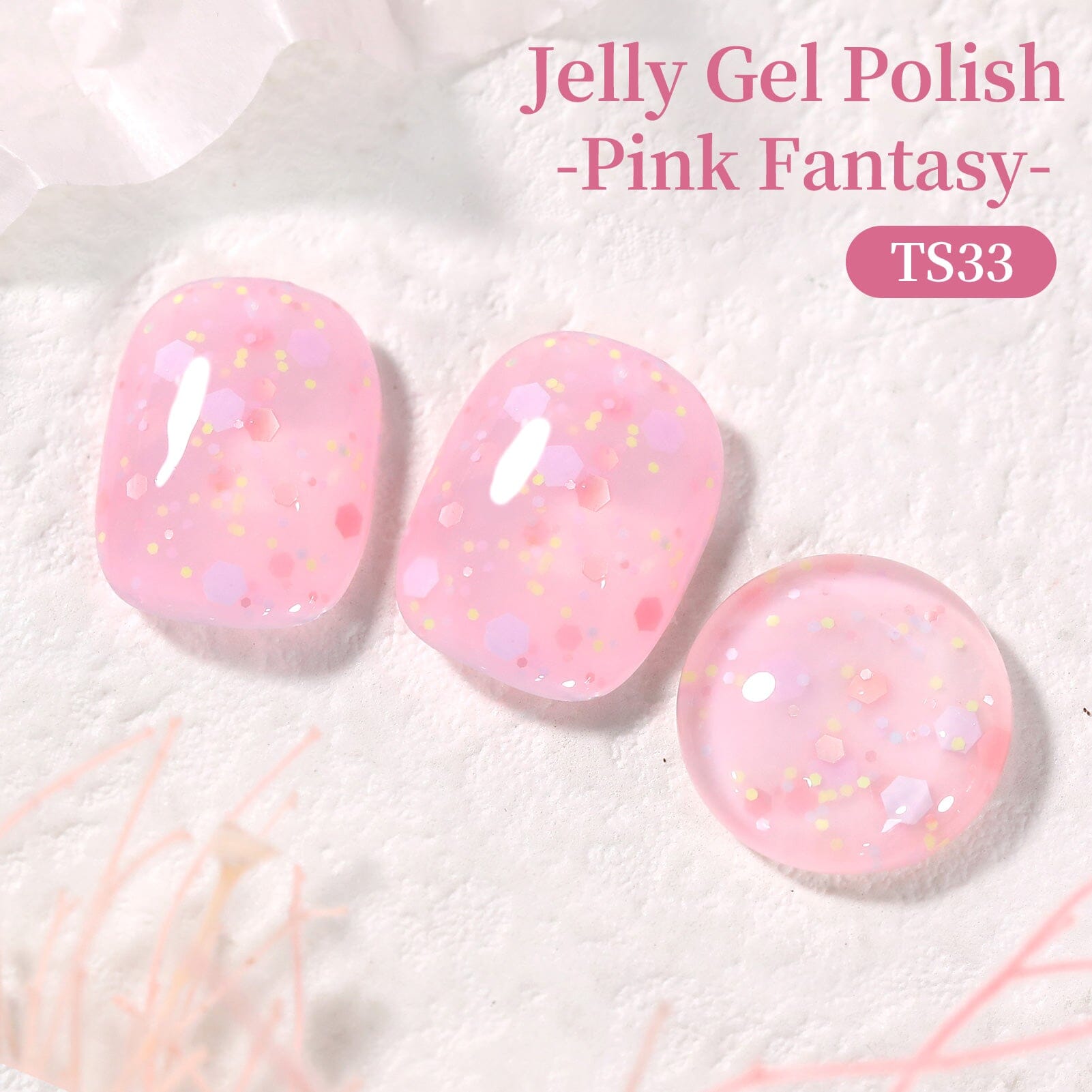 Sequins Jelly Gel TS33 Pink Fantasy 15ml Gel Nail Polish BORN PRETTY 