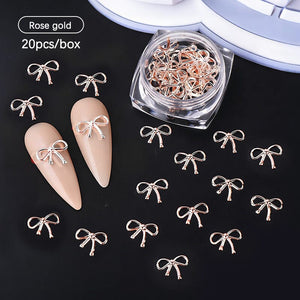 20pcs Bowknot Alloy Nail Decorations #03 Rose Gold Clearance No Brand 