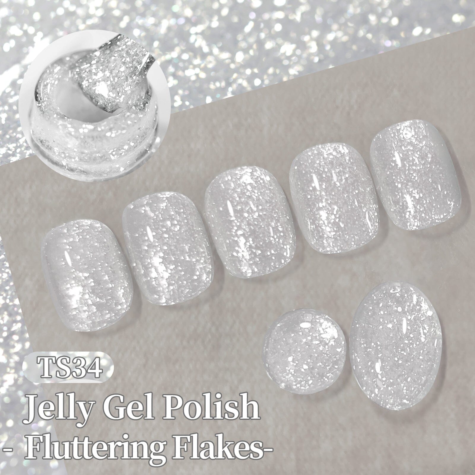 Sequins Jelly Gel TS34 Fluttering Flakes 15ml Gel Nail Polish BORN PRETTY 