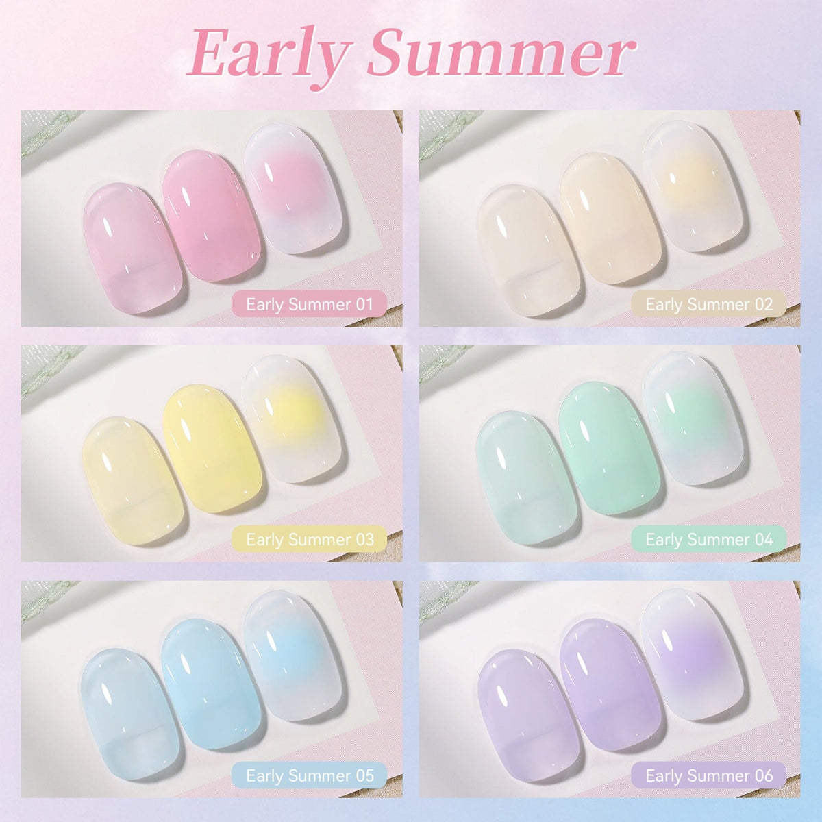6 Colors Jelly Gel J57 Early Summer 7ml Gel Nail Polish BORN PRETTY 