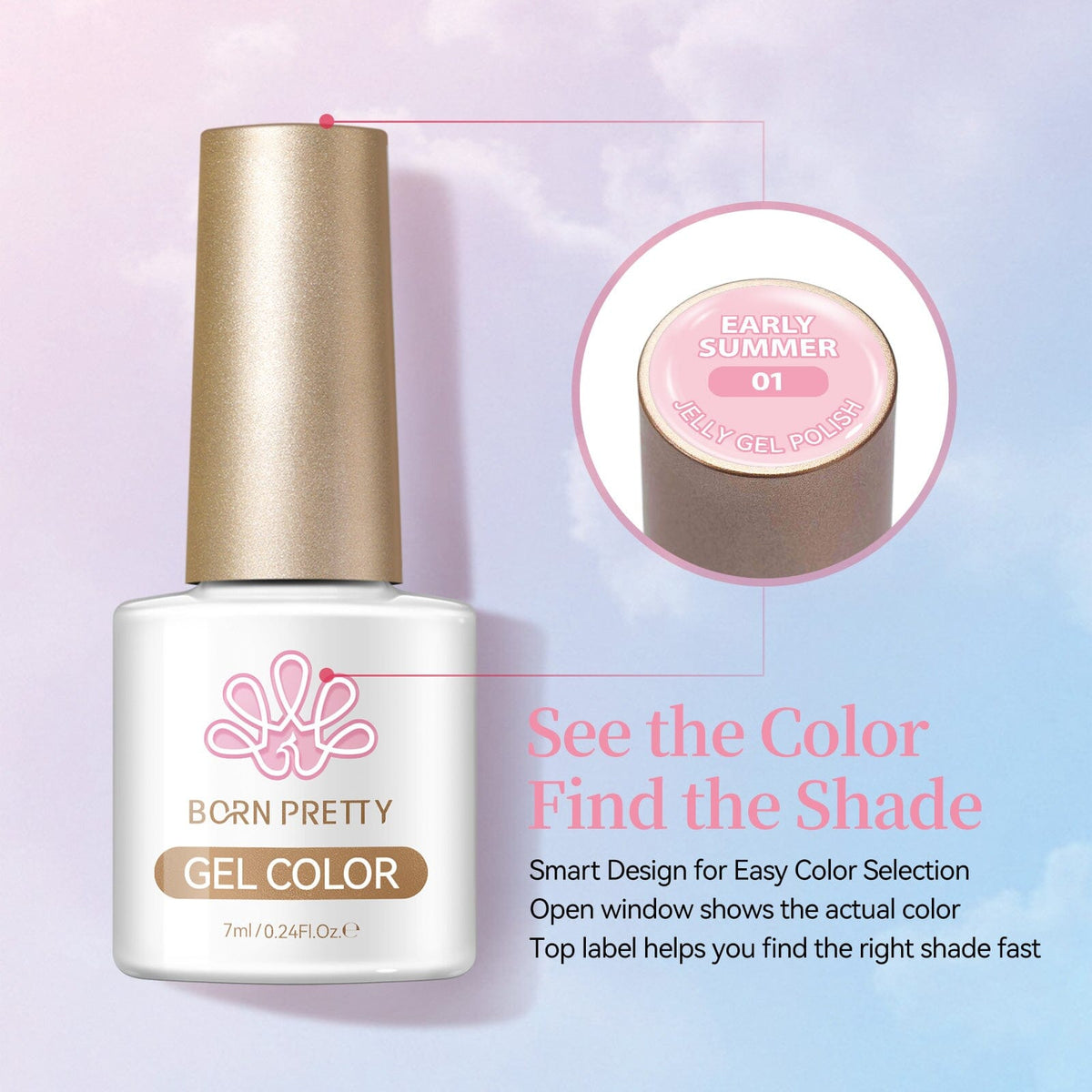 6 Colors Jelly Gel J57 Early Summer 7ml Gel Nail Polish BORN PRETTY 