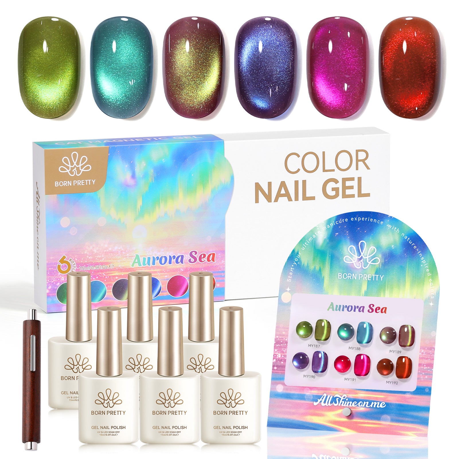 6 Colors Colored Cat Magnetic Gel M21 Aurora Sea 15ml