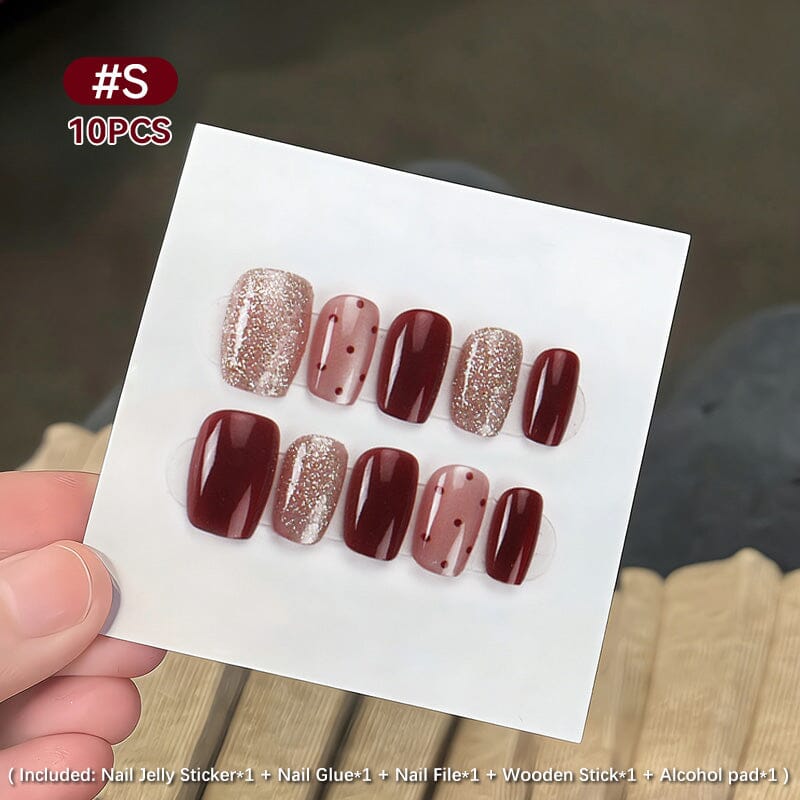 10pcs Press on Nails #01 BY2507 Size S Clearance No Brand 