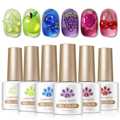 6 Colors Jelly Gel Polish Set 7ml Gel Nail Polish BORN PRETTY J58 Bubble Fruit 