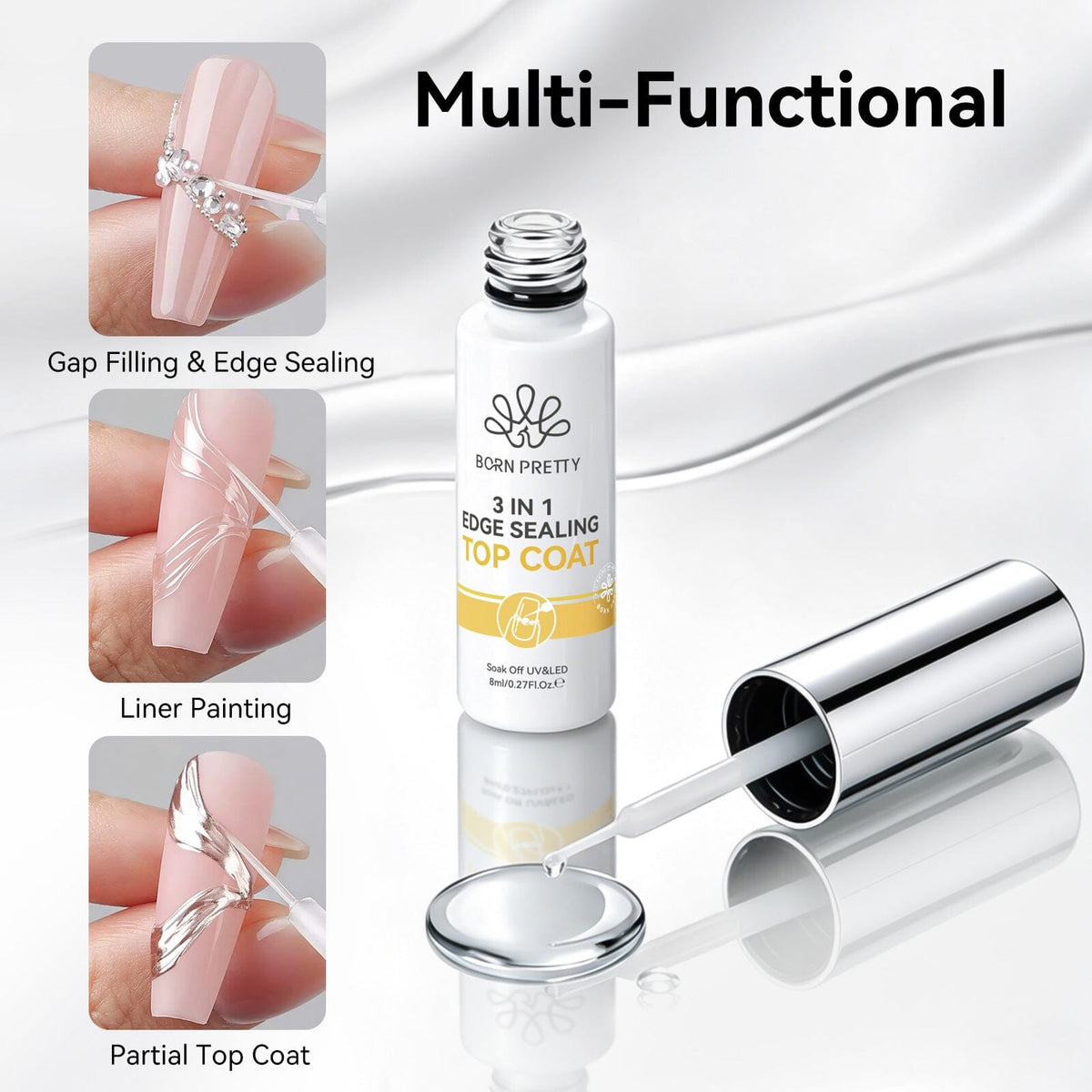 3 in 1 Edge Sealing Top Coat 8ml Base & Top Coat BORN PRETTY 