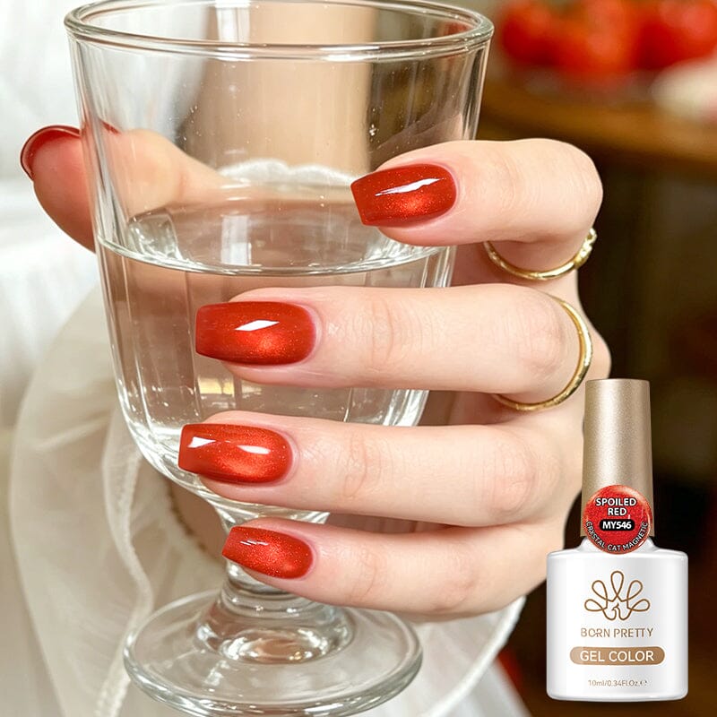 Crystal Cat Magnetic Gel MY546 Spoiled Red 10ml Gel Nail Polish BORN PRETTY 