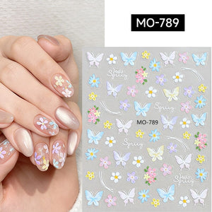 Spring Flowers Butterfly 3D Nail Sticker MO-789 Clearance No Brand 