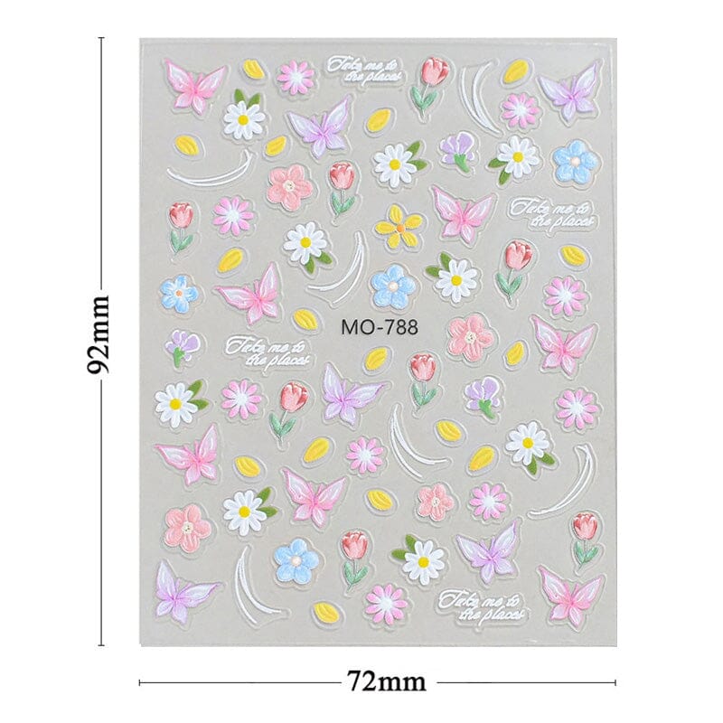 Spring Flowers Butterfly 3D Nail Sticker MO-789 Clearance No Brand 