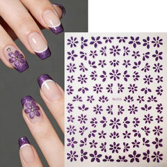 Purple Spring Flowers Sakura 3D Nail Sticker #10 Nail Art No Brand 