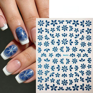 Blue Spring Flowers Sakura 3D Nail Sticker #06 Nail Art No Brand 