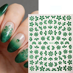 Green Spring Flowers Sakura 3D Nail Sticker #07 Nail Art No Brand 