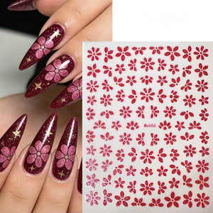 Rose Red Spring Flowers Sakura 3D Nail Sticker #08 Nail Art No Brand 
