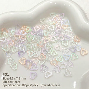 100pcs Hollowed Heart Plastic Nail Decoration Clearance No Brand 