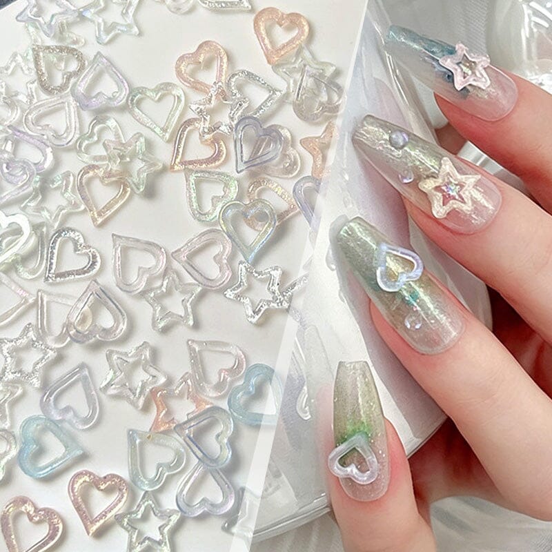 100pcs Hollowed Star Plastic Nail Decoration Clearance No Brand 