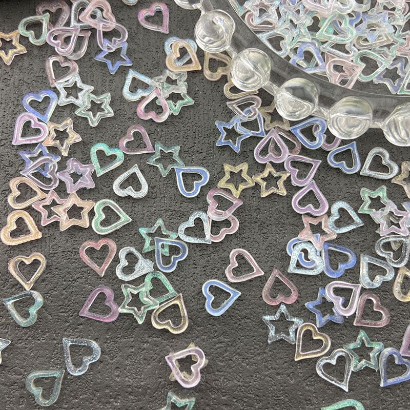 100pcs Hollowed Heart Plastic Nail Decoration Clearance No Brand 
