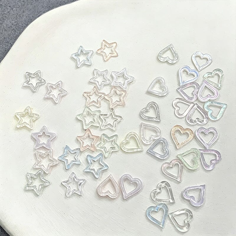 100pcs Hollowed Heart Plastic Nail Decoration Clearance No Brand 