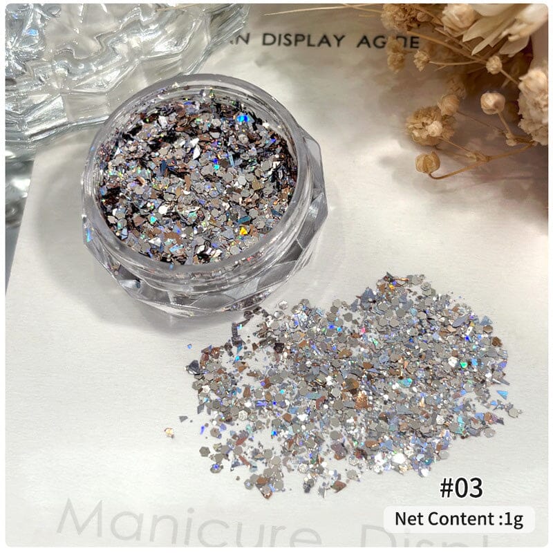 Ultra Sparkly Mixed Shape Polygonal Nail Sequins #03 Nail Art No Brand 