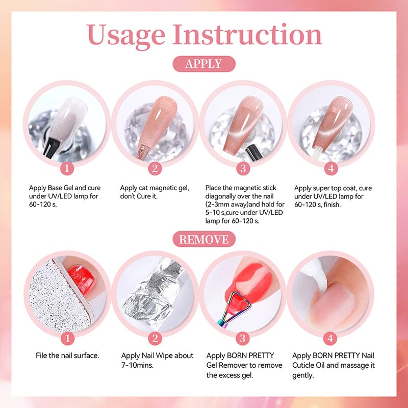 Glass Cat Magnetic Gel MY547 Pink Garden 10ml Gel Nail Polish BORN PRETTY 