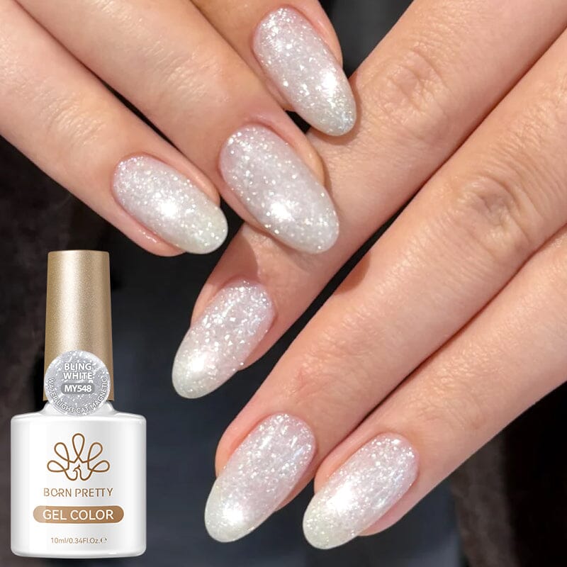 Snow Velvet Cat Magnetic Gel MY548 Bling White 10ml Gel Nail Polish BORN PRETTY 