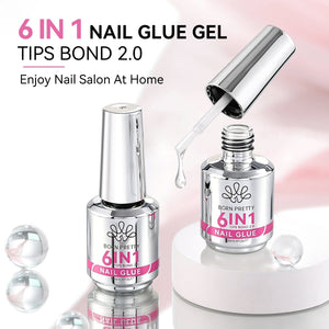 New Upgrade 6 In 1 Nail Glue Gel 15ml Gel Nail Polish BORN PRETTY 
