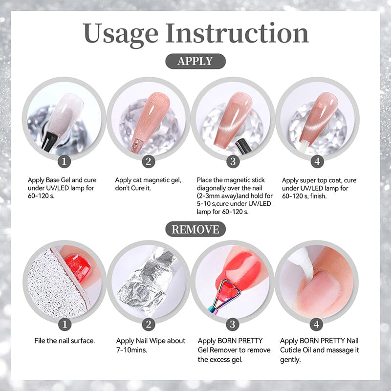 Moonlight Cat Magnetic Gel MY550 Pearl White 10ml Gel Nail Polish BORN PRETTY 