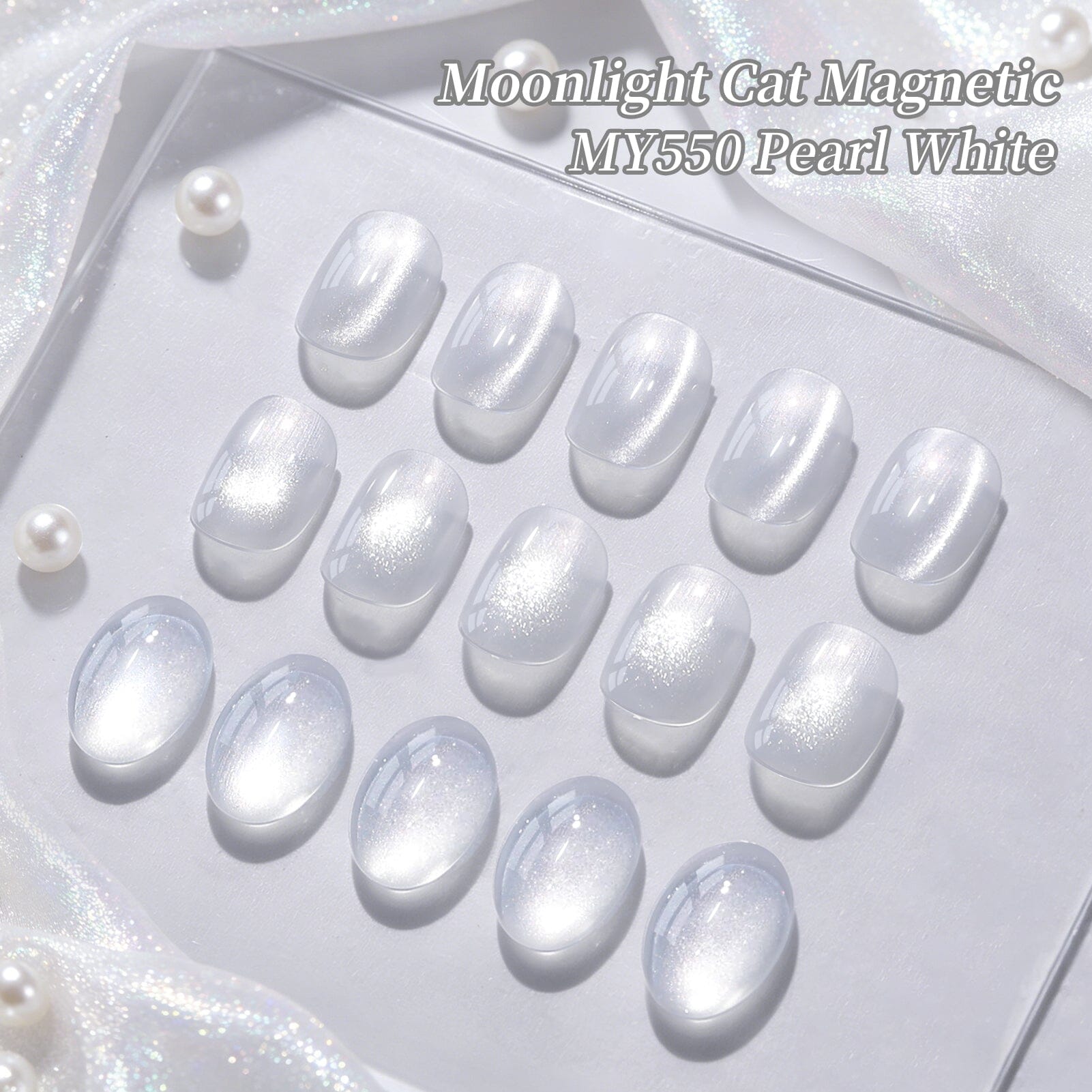 Moonlight Cat Magnetic Gel MY550 Pearl White 15ml Gel Nail Polish BORN PRETTY 