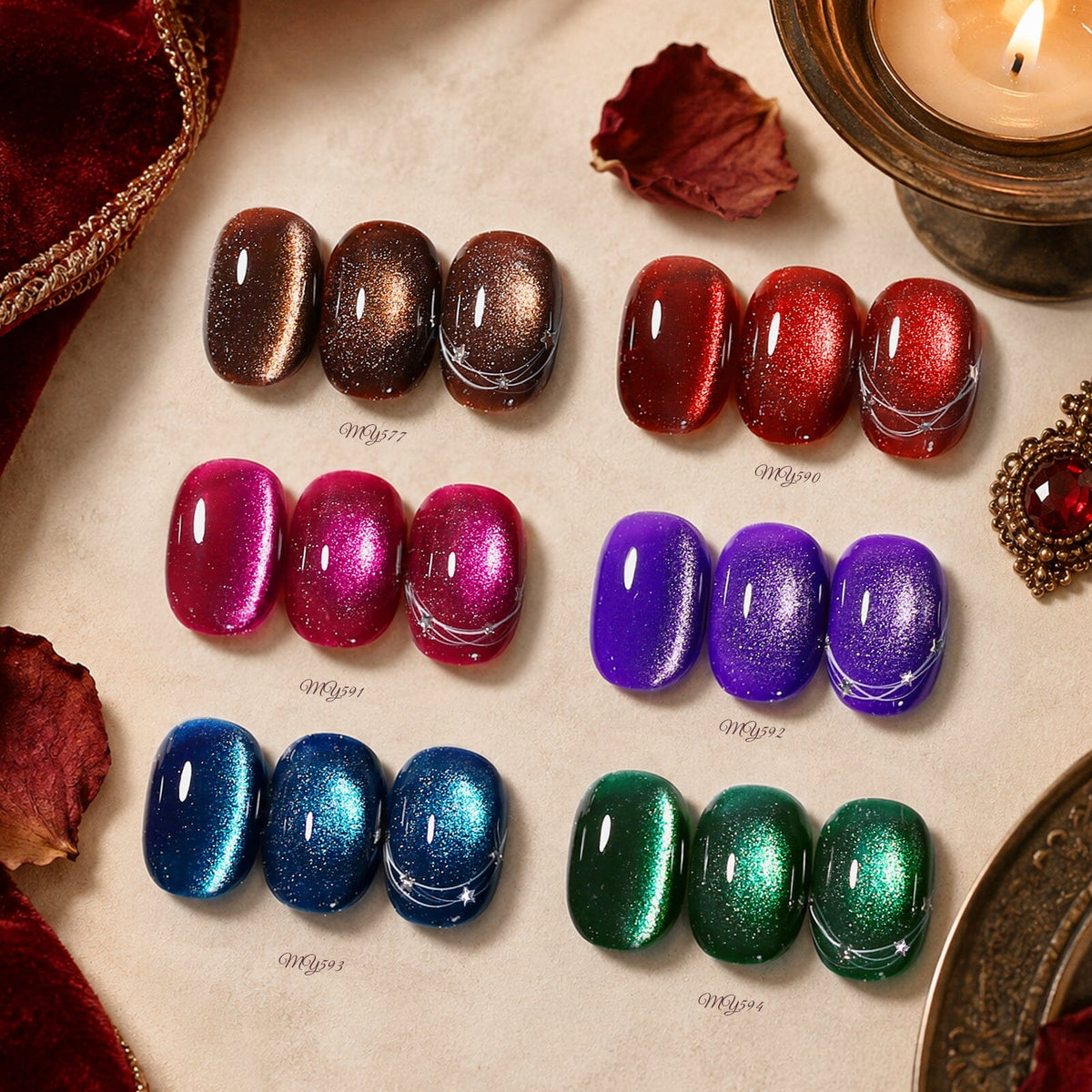 6 Colors Crystal Cat Magnetic Gel M75 Middle Ages 7ml Gel Nail Polish BORN PRETTY 