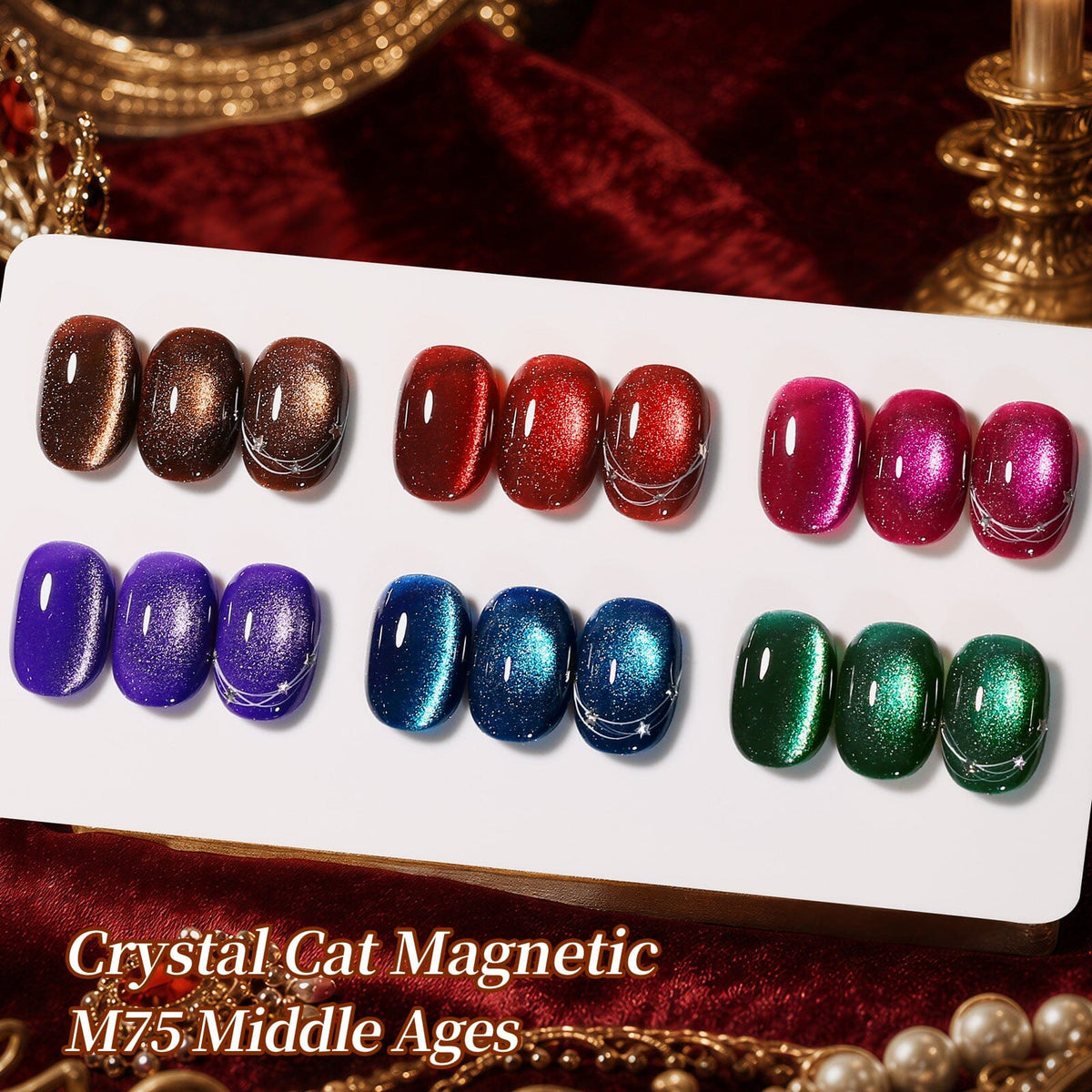 6 Colors Crystal Cat Magnetic Gel M75 Middle Ages 7ml Gel Nail Polish BORN PRETTY 
