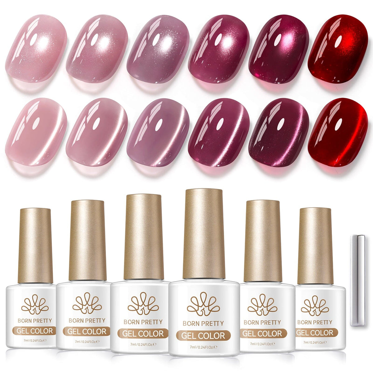 6 Colors Glass Cat Magnetic Gel M83 Grape Tea 7ml Gel Nail Polish BORN PRETTY 