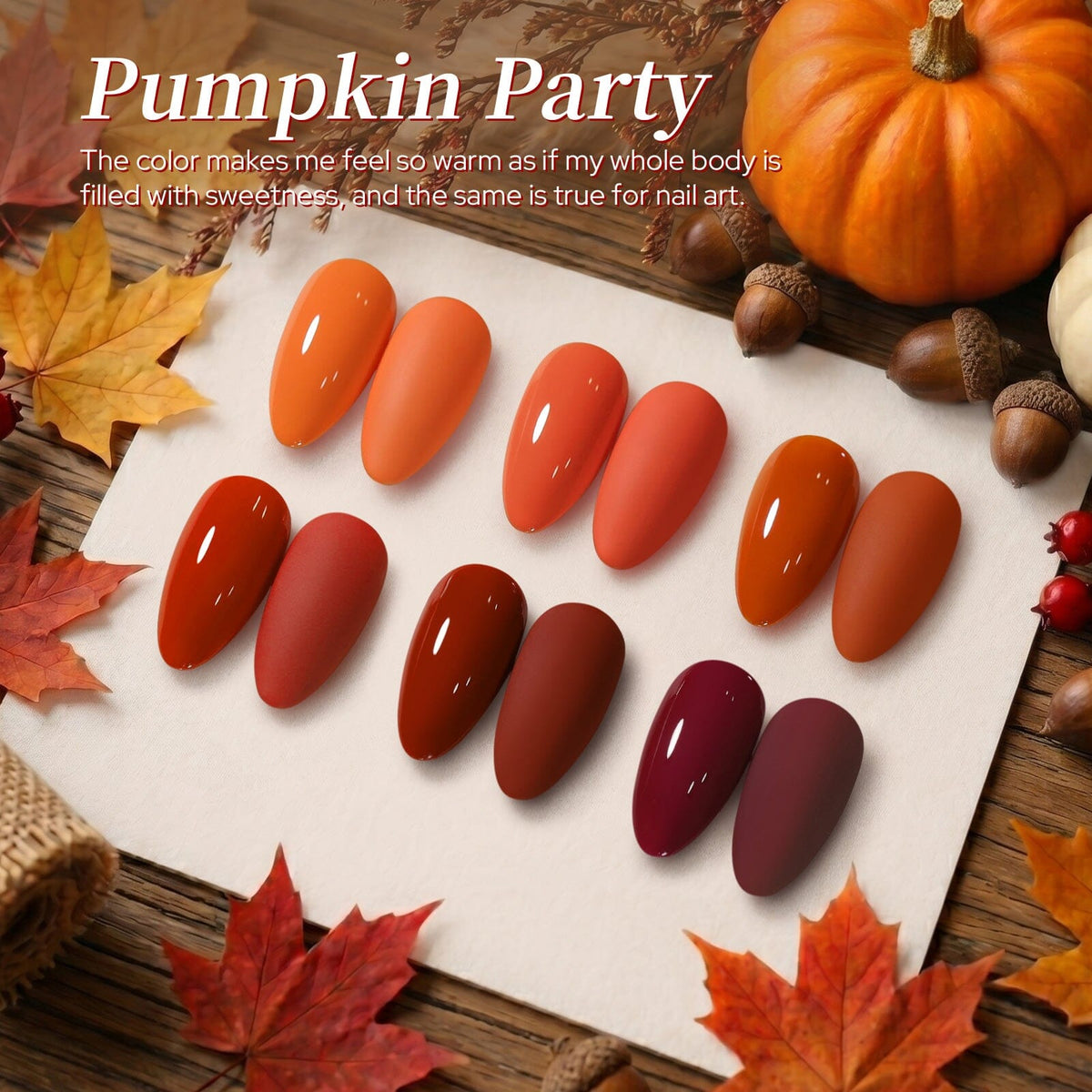 6 Colors Gel Set S64 Pumpkin Party 7ml Gel Nail Polish BORN PRETTY 