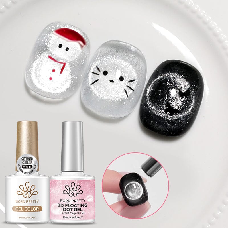 3D Floating Dot Gel & Magnetic Gel Set #02 10ml Gel Nail Polish BORN PRETTY 