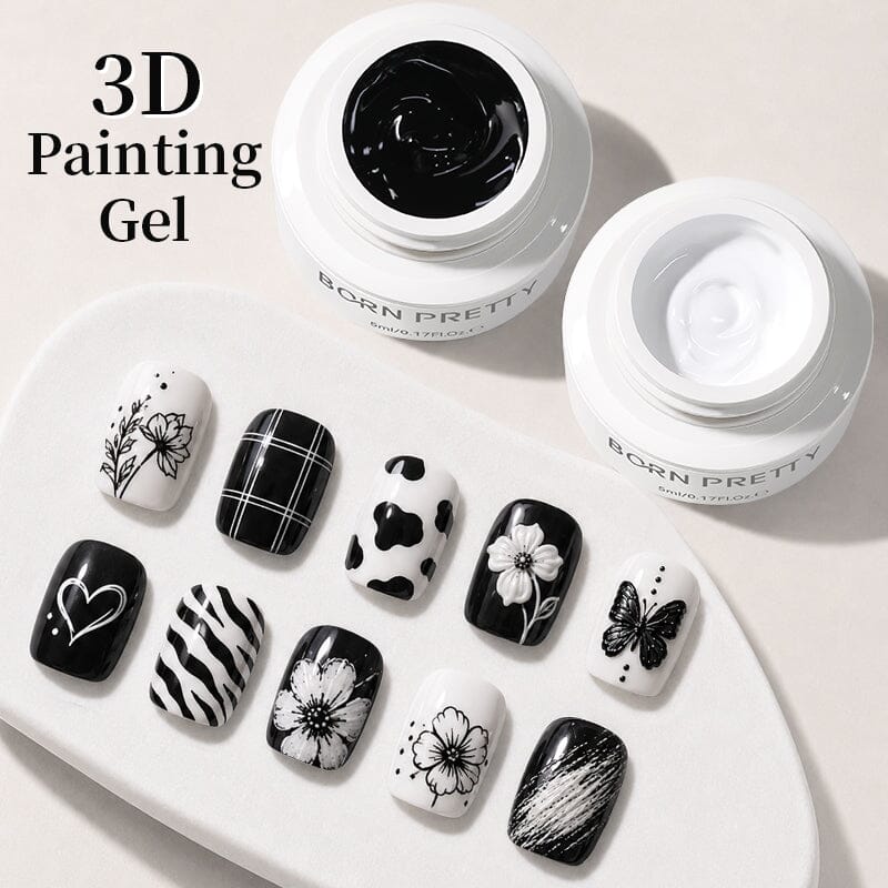 3D Painting Gel 5ml Gel Nail Polish BORN PRETTY Black & White 