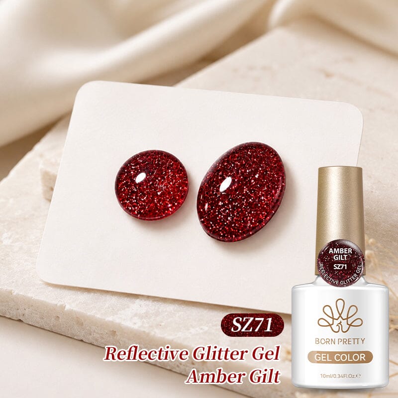 Reflective Glitter Gel SZ71 Amber Gilt 10ml Gel Nail Polish BORN PRETTY 