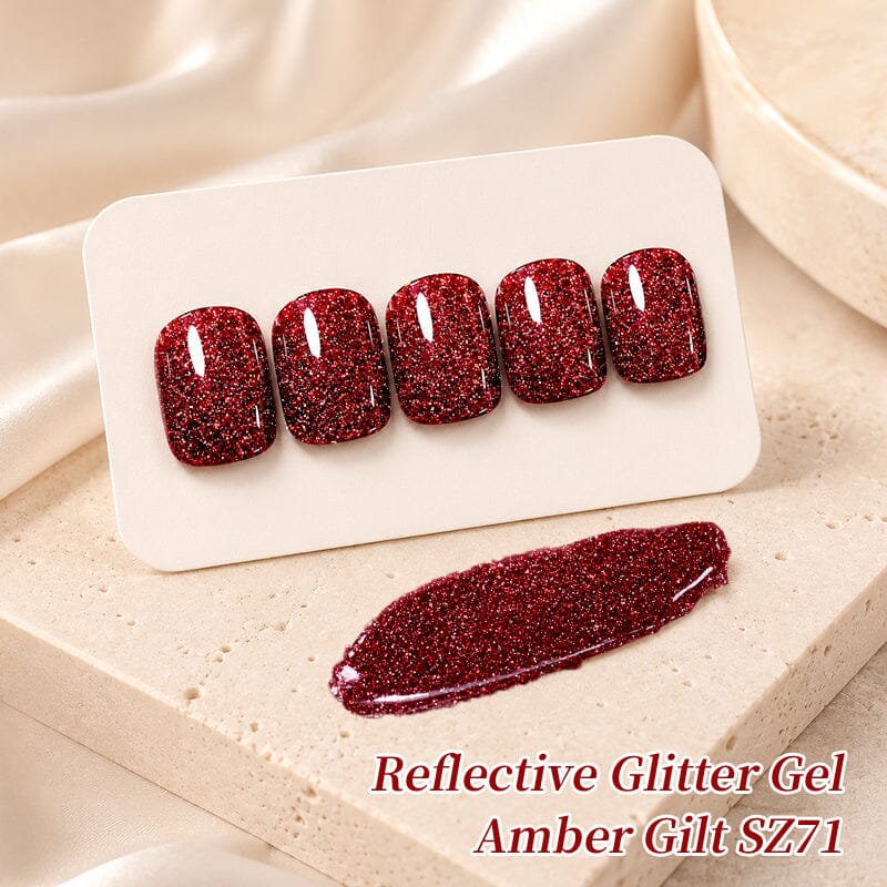 Reflective Glitter Gel SZ71 Amber Gilt 10ml Gel Nail Polish BORN PRETTY 