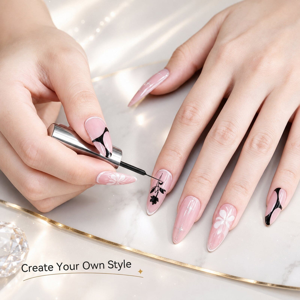 4 Colors Liner Gel Set Black White Gold Silver 8ml Gel Nail Polish BORN PRETTY 