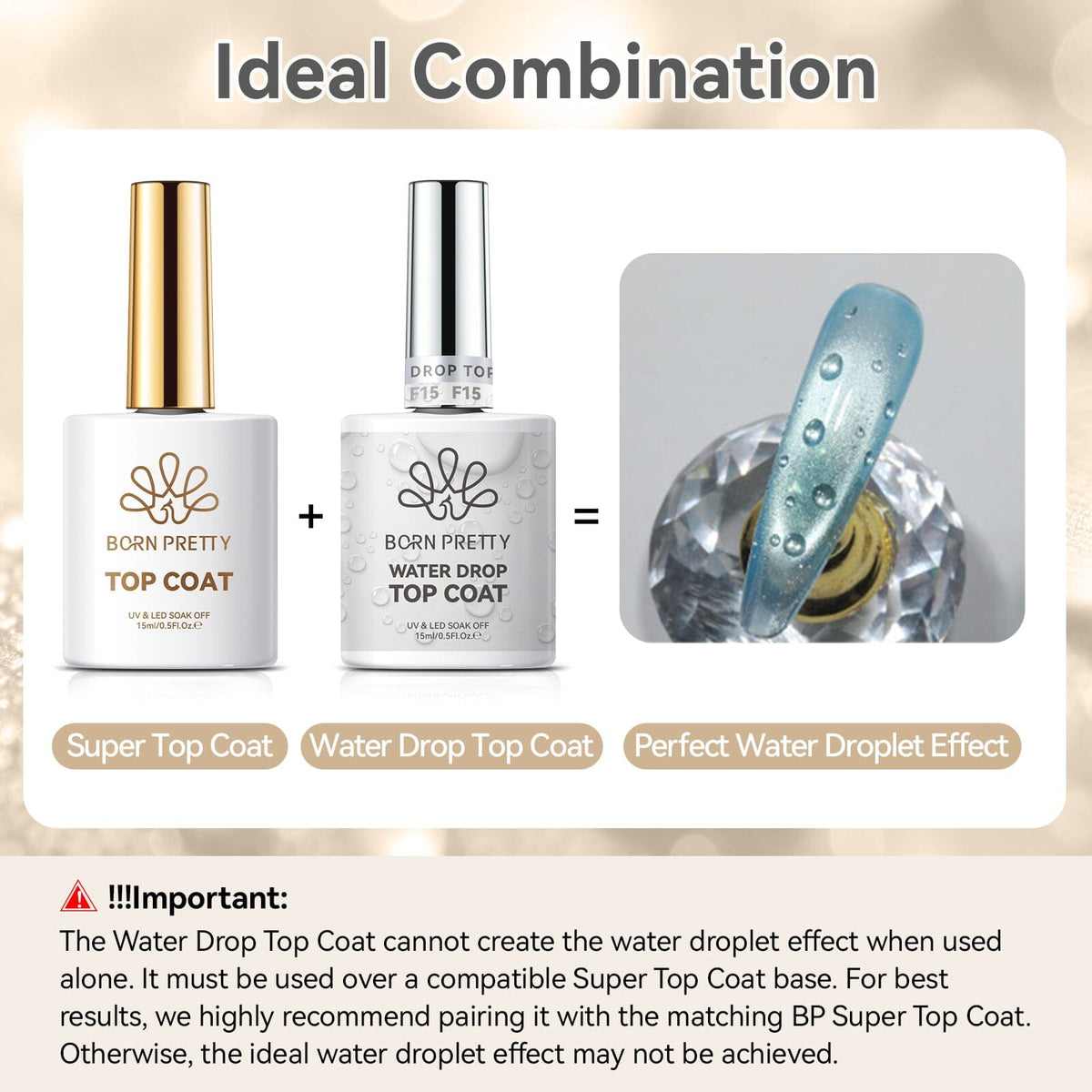 Water Drop Top Coat 15ml Base & Top Coat BORN PRETTY 