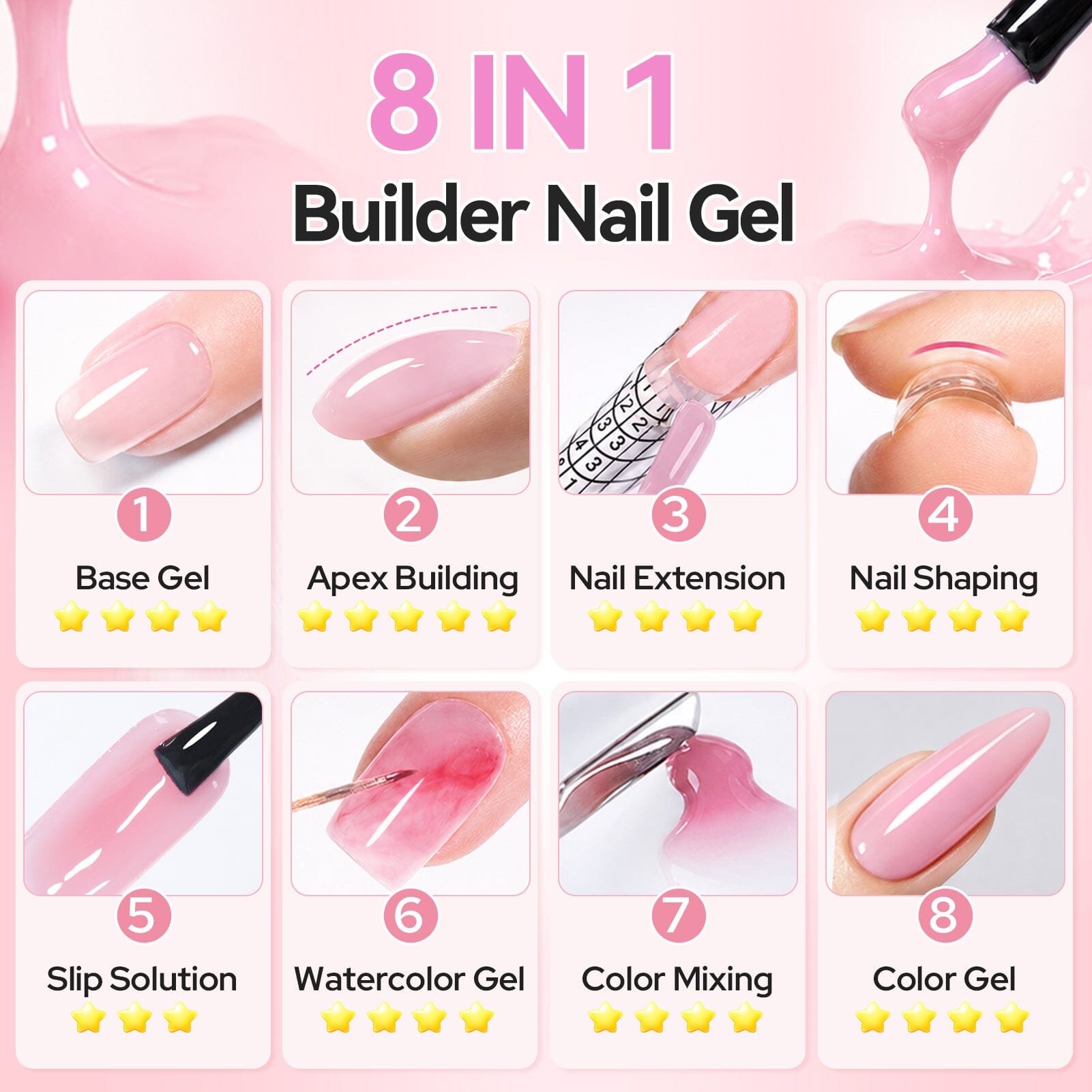 6 Colors 8 in 1 Builder Gel 7ml Gel Nail Polish BORN PRETTY 