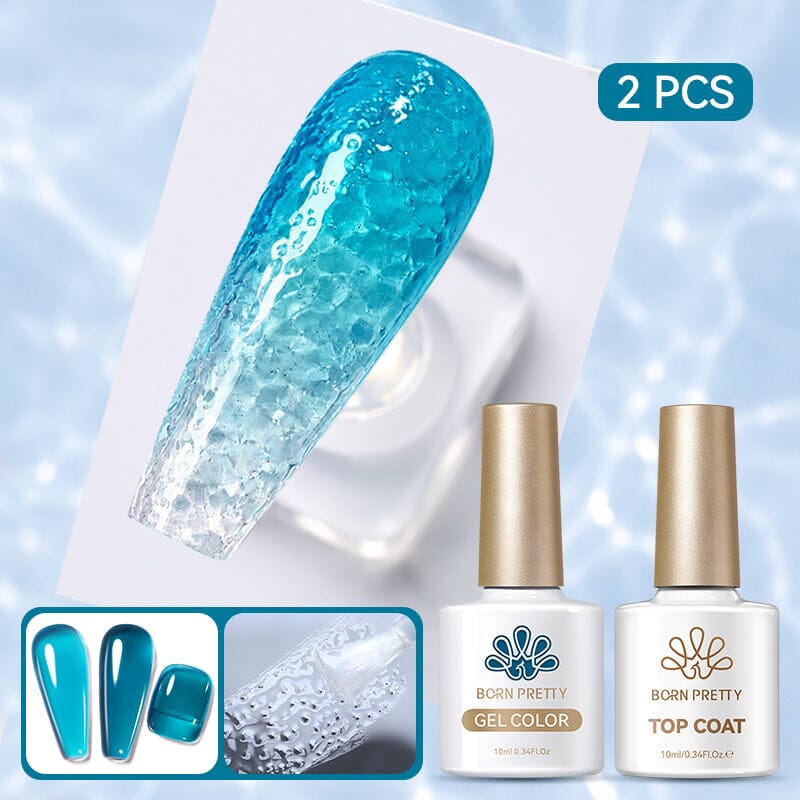 Water Ripple Top Coat Set Base & Top Coat BORN PRETTY Water Ripple Top Coat & Jelly Gel JN45 