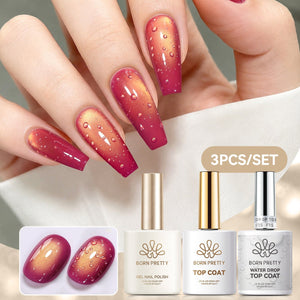Colored Cat Magnetic Gel MY551/MY552 15ml Gel Nail Polish BORN PRETTY MY552 & Super & Water Drop Top Coat 